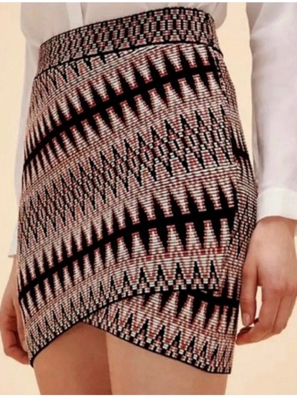 Maje Jenia Boho Geometric Jacquard Knit Designer Luxury Mini Skirt EUC Sz US 4